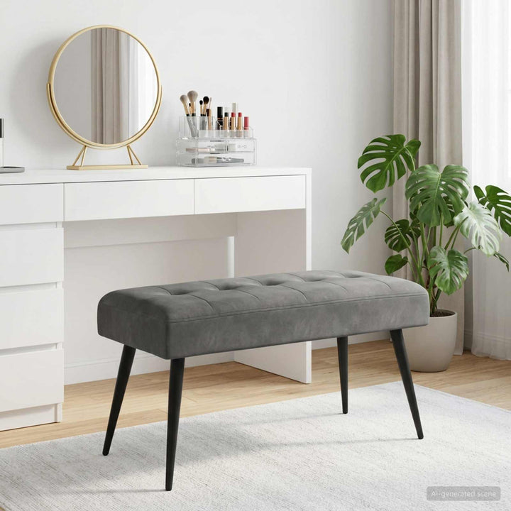 Bænk med knap tufting Mørkegrå 80 x 40 x 46 cm Fløjl