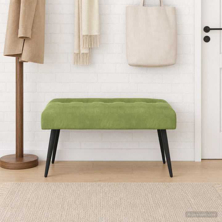 Bænk med knap tufting Lys grøn 80 x 40 x 46 cm Fløjl
