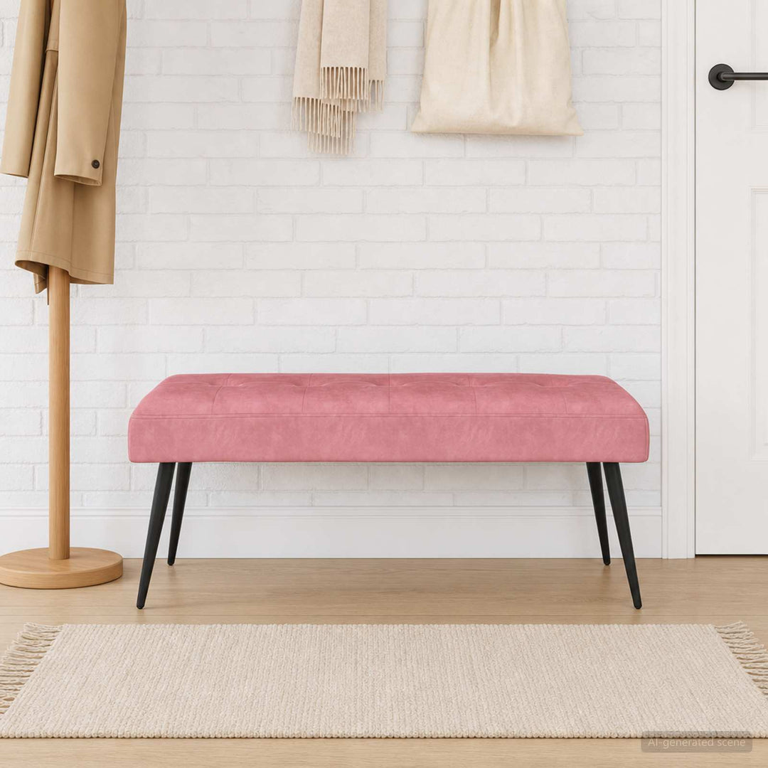 Bænk med knap tufting Lyserød 80 x 40 x 46 cm Velour