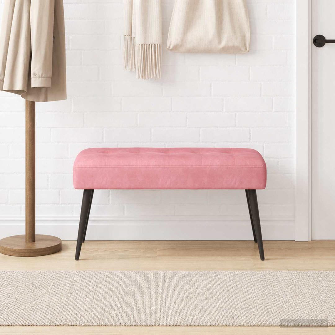 Bænk med knap tufting Lyserød 80 x 40 x 46 cm Fløjl