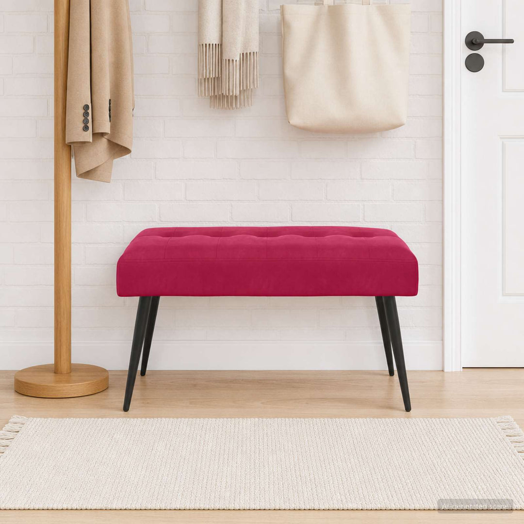 Bænk med knap tufting Vinrød 80 x 40 x 46 cm Velour