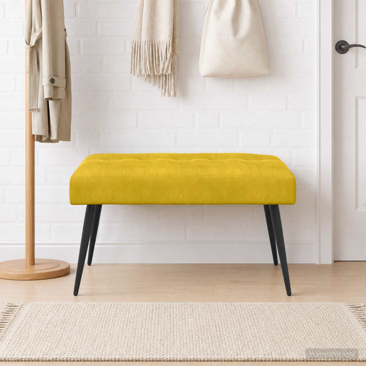 Bænk med knap tufting Gul 80 x 40 x 46 cm Velour