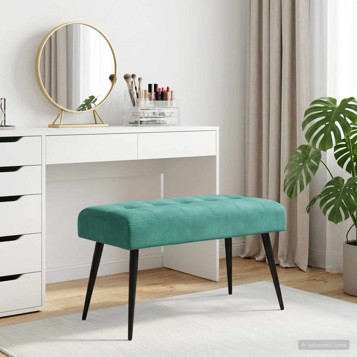 Bænk med knap tufting Turkis 80 x 40 x 46 cm Fløjl