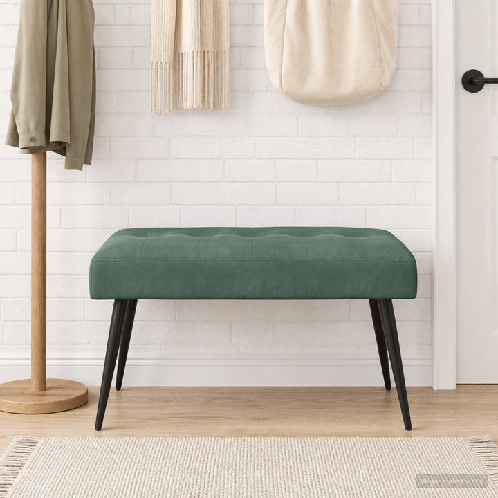 Bænk med knap tufting Havgrøn 80 x 40 x 46 cm Velour
