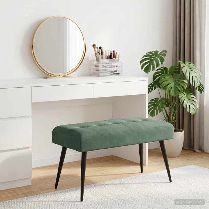 Bænk med knap tufting Havgrøn 80 x 40 x 46 cm Velour