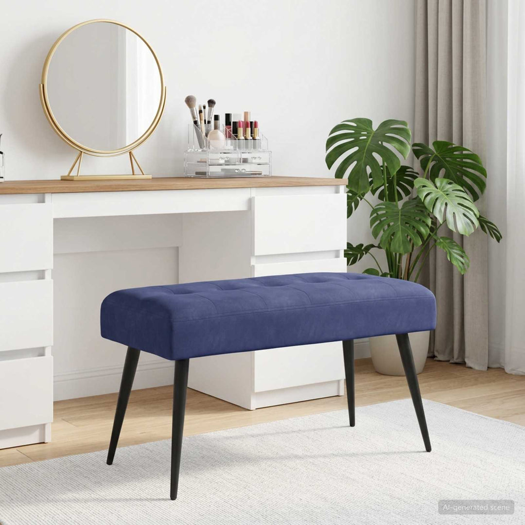 Bænk med knap tufting Politi blå 80 x 40 x 46 cm Fløjl