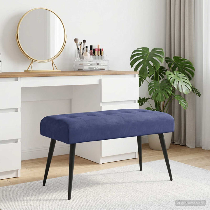 Bænk med knap tufting Politi blå 80 x 40 x 46 cm Fløjl