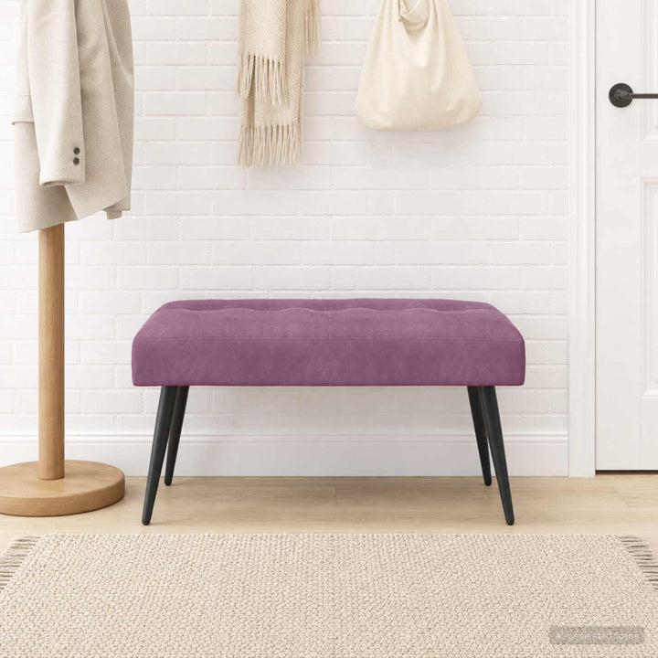 Bænk med knap tufting Lilla 80 x 40 x 46 cm Velour