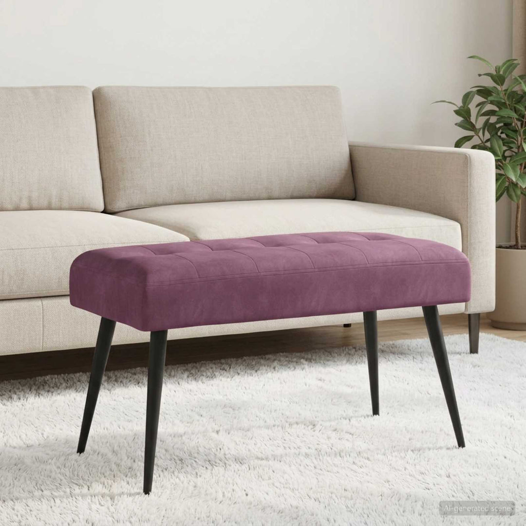 Bænk med knap tufting Lilla 80 x 40 x 46 cm Fløjl