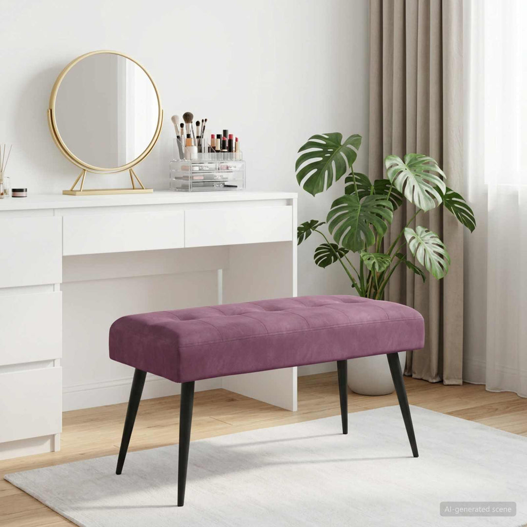 Bænk med knap tufting Lilla 80 x 40 x 46 cm Velour