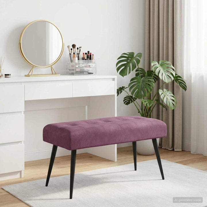 Bænk med knap tufting Lilla 80 x 40 x 46 cm Velour