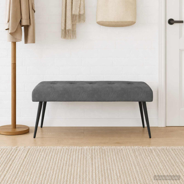 Bænk med knap tufting Mørkegrå 110 x 40 x 46 cm Fløjl