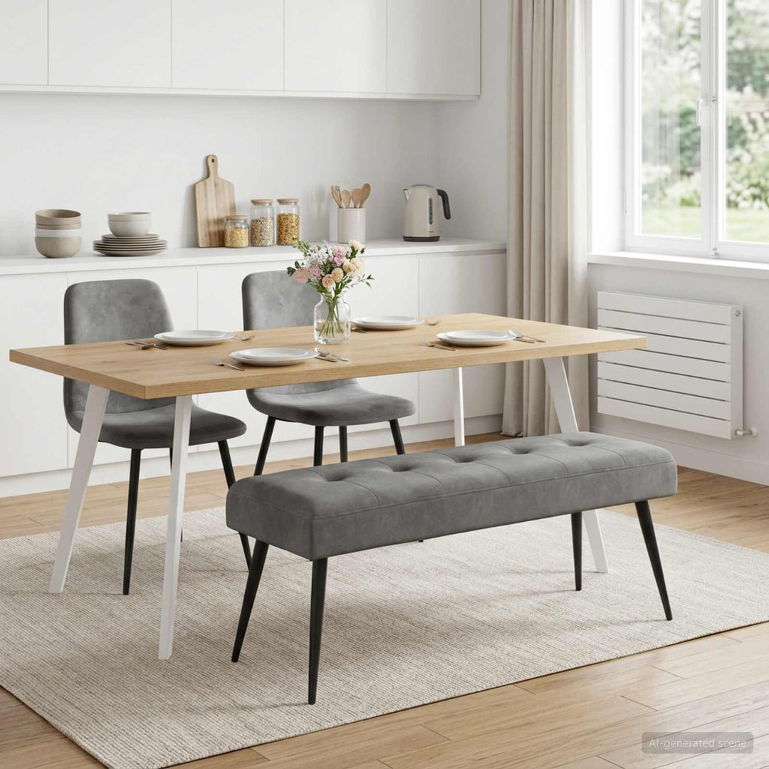 Bænk med knap tufting Mørkegrå 110 x 40 x 46 cm Fløjl