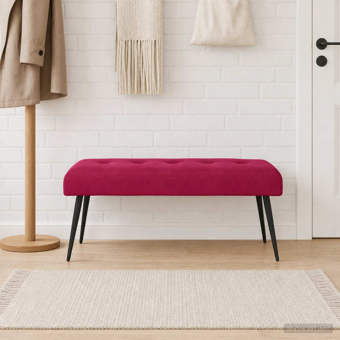 Bænk med knap tufting Vinrød 110 x 40 x 46 cm Fløjl
