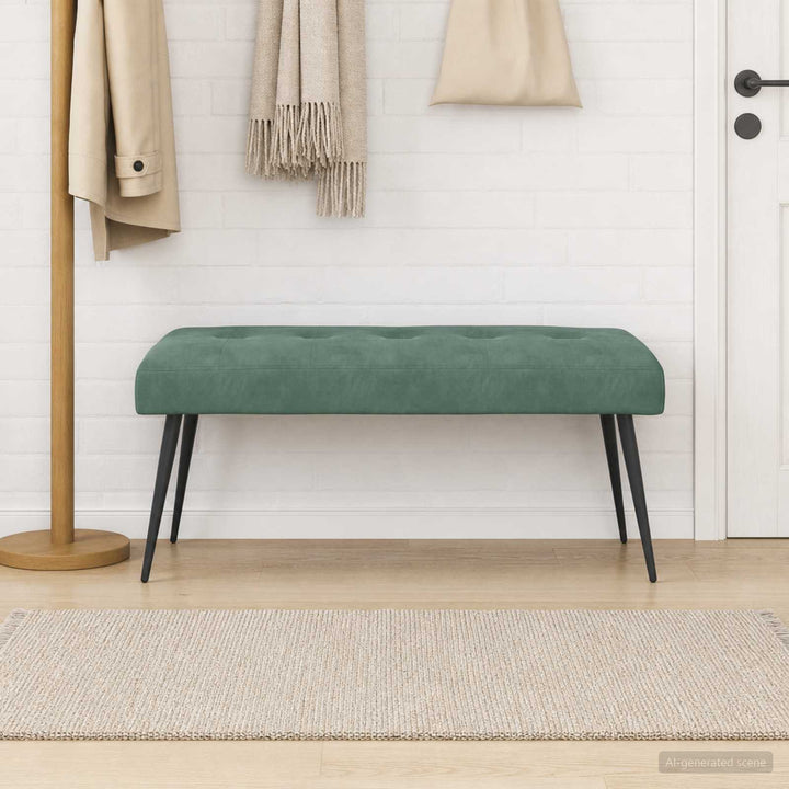 Bænk med knap tufting Havgrøn 110 x 40 x 46 cm Velour