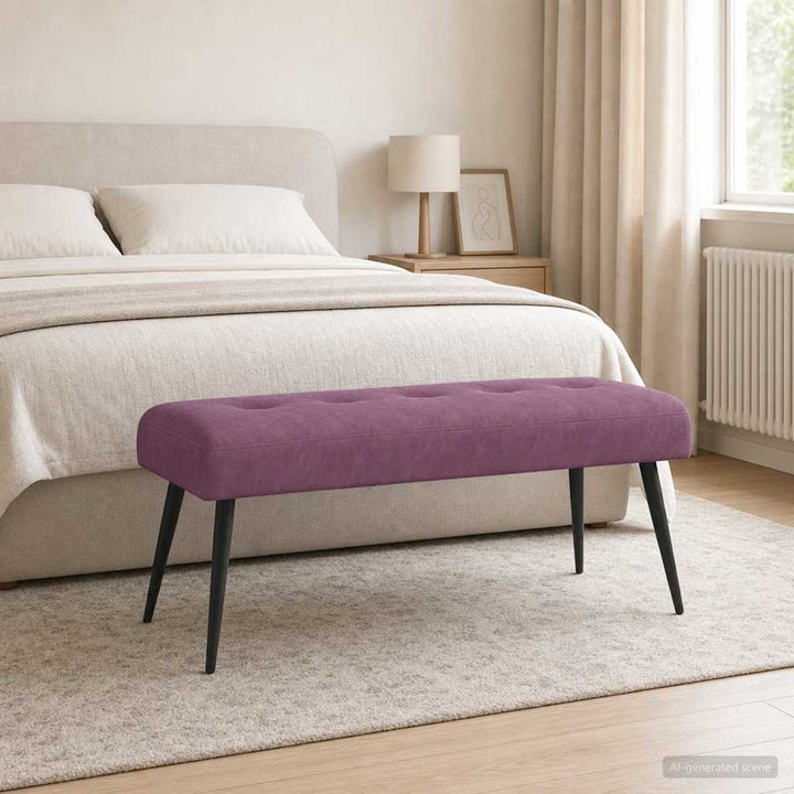 Bænk med knap tufting Lilla 110 x 40 x 46 cm Velour
