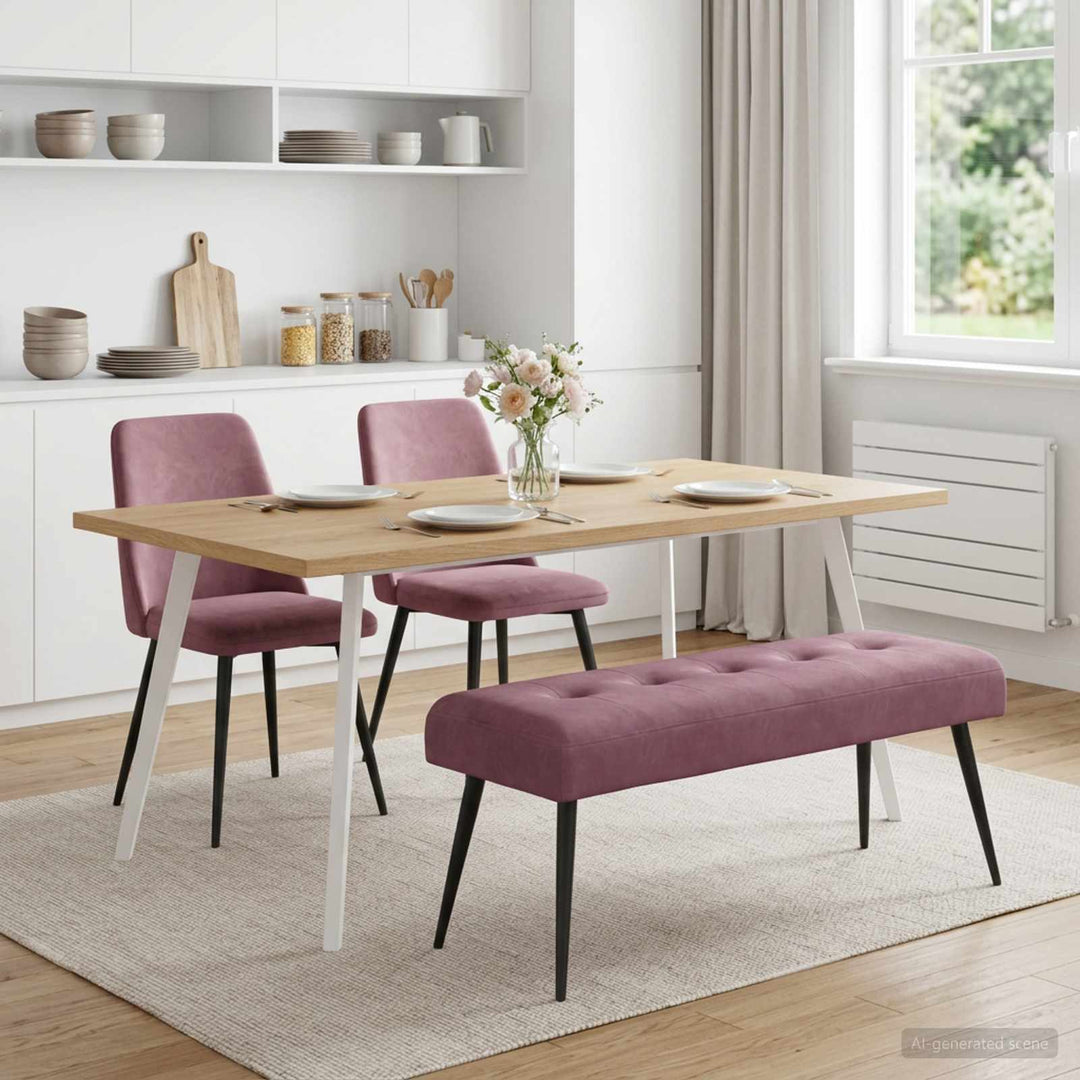 Bænk med knap tufting Lilla 110 x 40 x 46 cm Fløjl