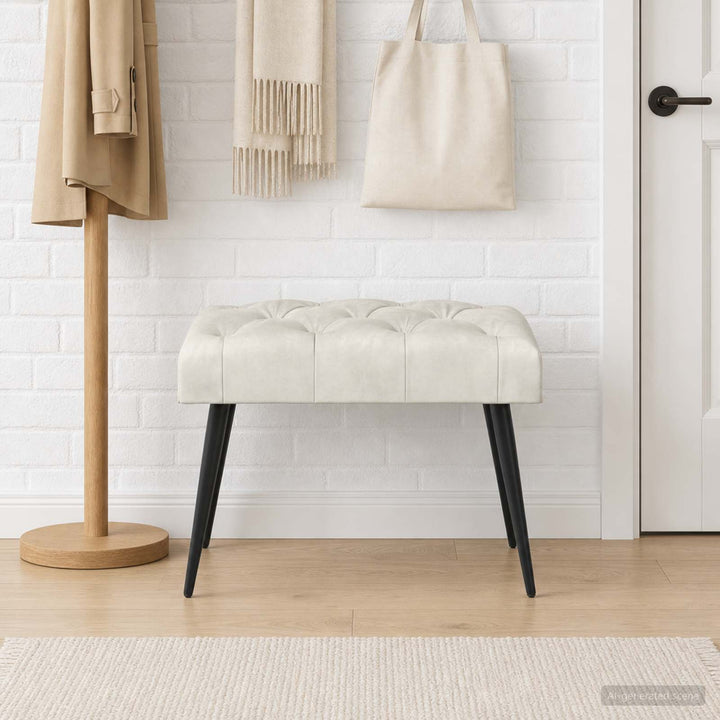 Bænk med knap tufting Cremefarvet 60 x 40 x 45 cm Fløjl