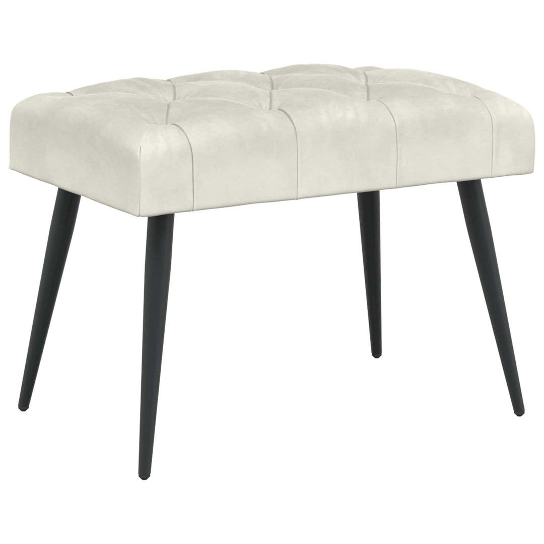 Bænk med knap tufting Cremefarvet 60 x 40 x 45 cm Fløjl