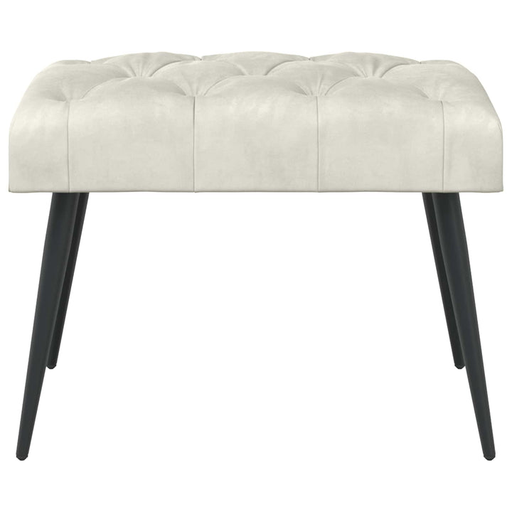 Bænk med knap tufting Cremefarvet 60 x 40 x 45 cm Fløjl