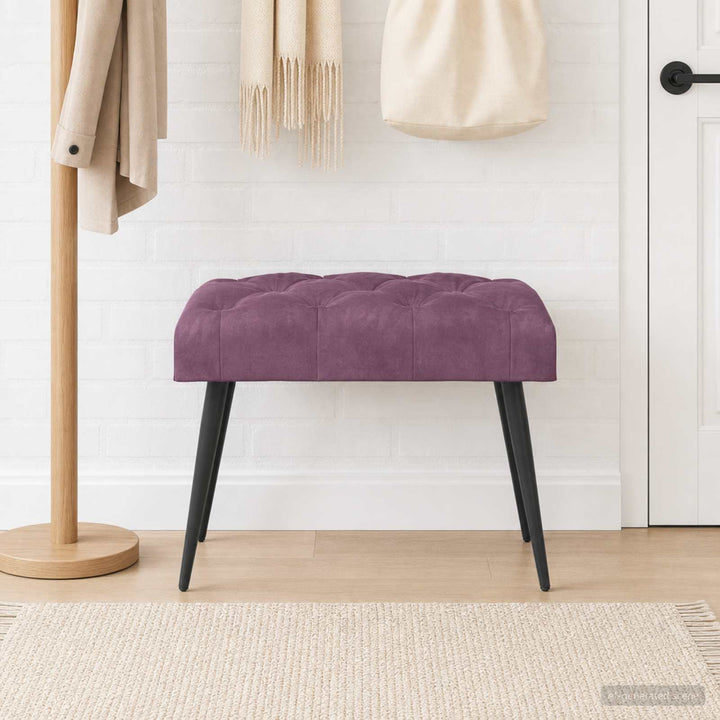 Bænk med knap tufting Lilla 60 x 40 x 45 cm Fløjl