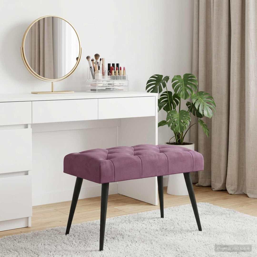 Bænk med knap tufting Lilla 60 x 40 x 45 cm Fløjl