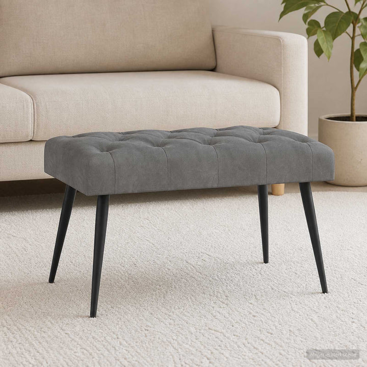 Bænk med knap tufting Mørkegrå 80 x 40 x 46 cm Fløjl