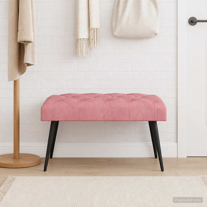 Bænk med knap tufting Lyserød 80 x 40 x 46 cm Fløjl