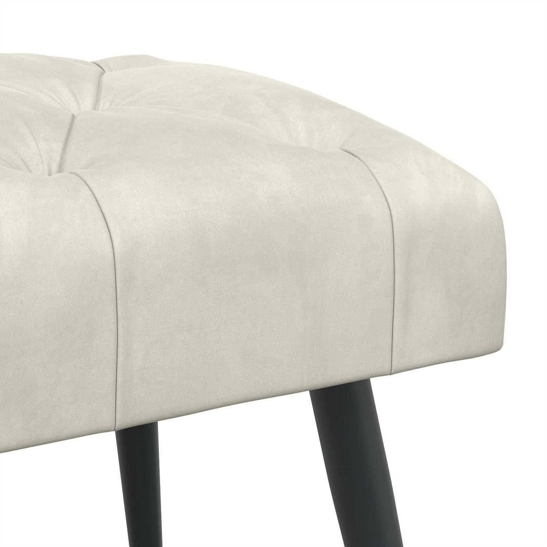 Bænk med knap tufting Cremefarvet 80 x 40 x 46 cm Fløjl