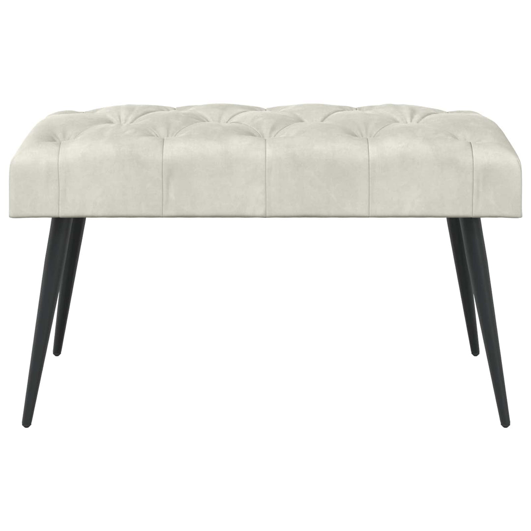 Bænk med knap tufting Cremefarvet 80 x 40 x 46 cm Fløjl