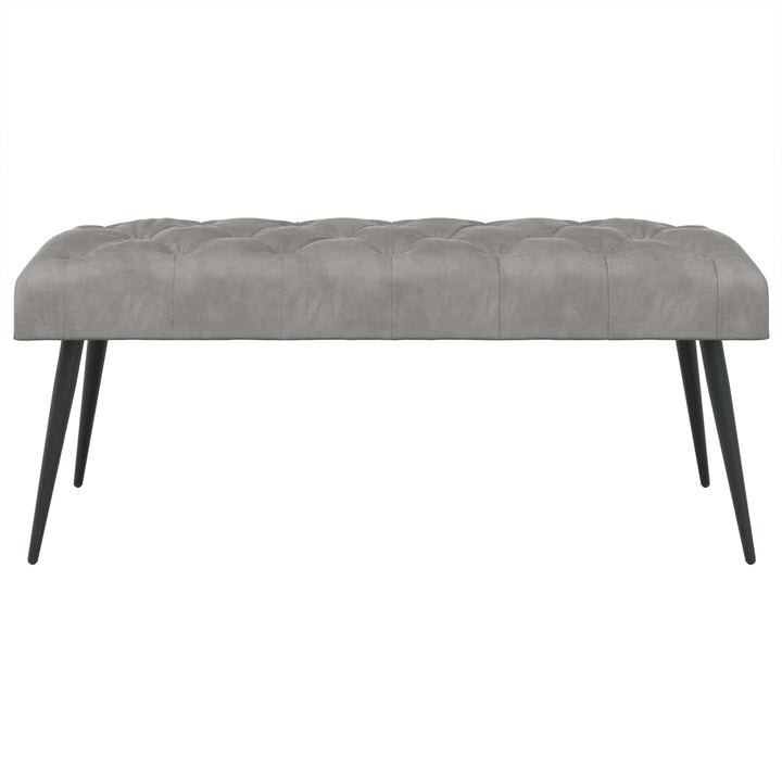 Bænk med knap tufting Lysegrå 110 x 40 x 46 cm Fløjl