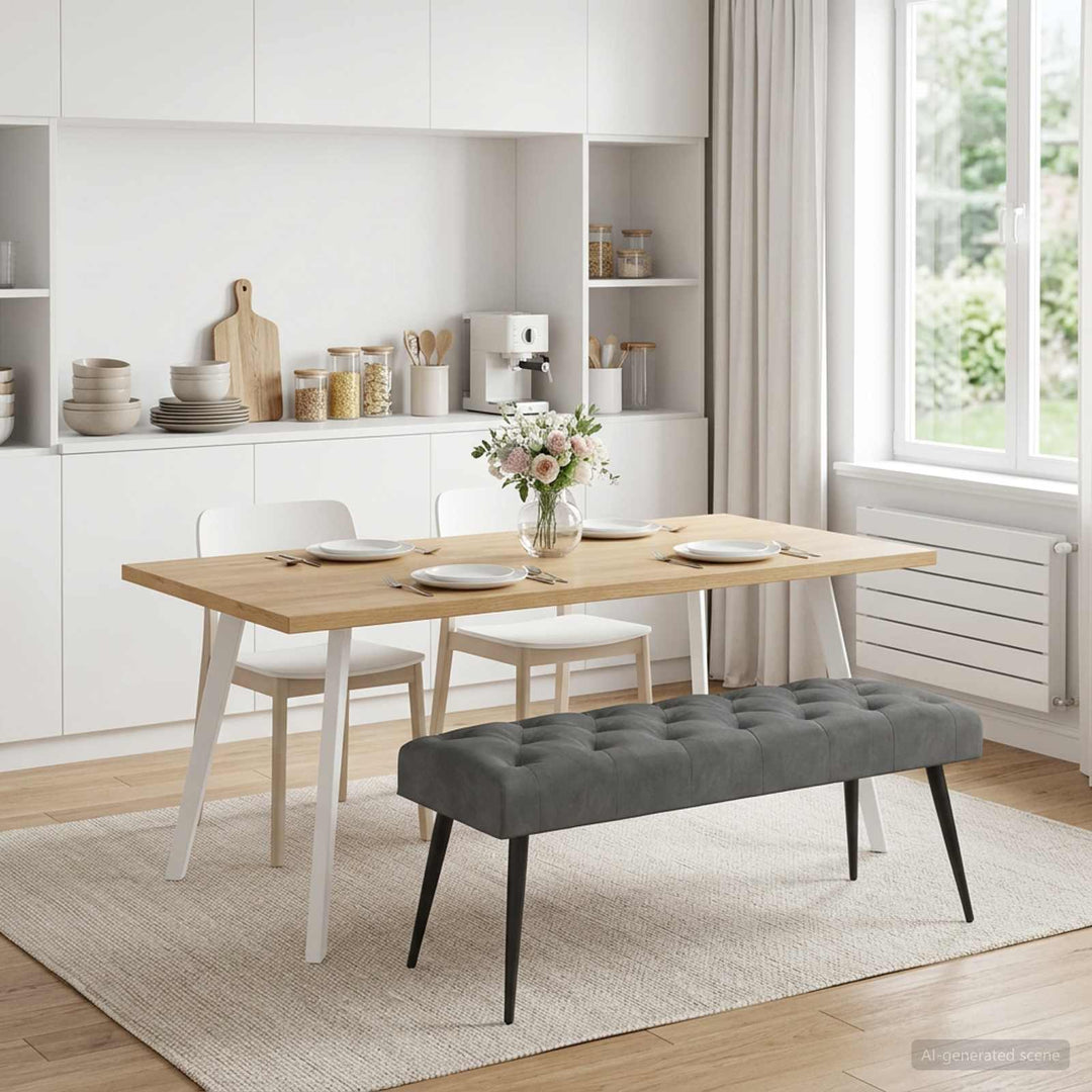 Bænk med knap tufting Mørkegrå 110 x 40 x 46 cm Fløjl