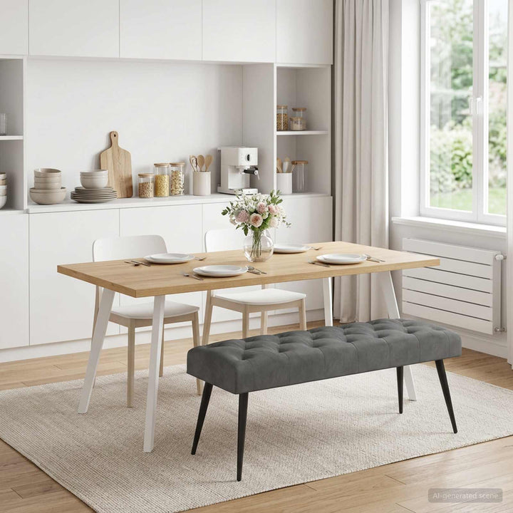Bænk med knap tufting Mørkegrå 110 x 40 x 46 cm Fløjl