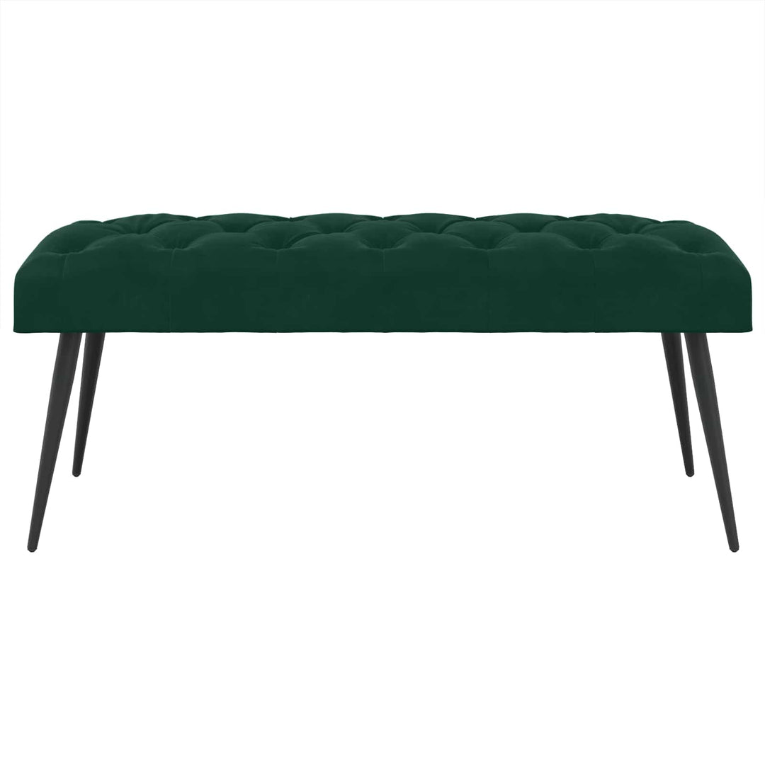 Bænk med knap tufting Mørkegrøn 110 x 40 x 46 cm Fløjl