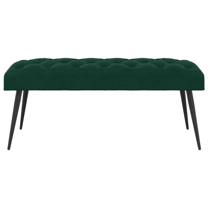 Bænk med knap tufting Mørkegrøn 110 x 40 x 46 cm Fløjl