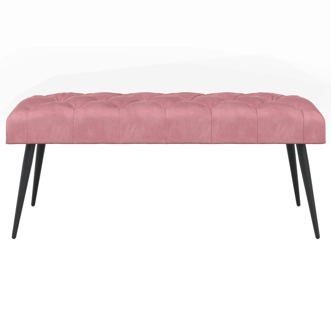 Bænk med knap tufting Lyserød 110 x 40 x 46 cm Fløjl