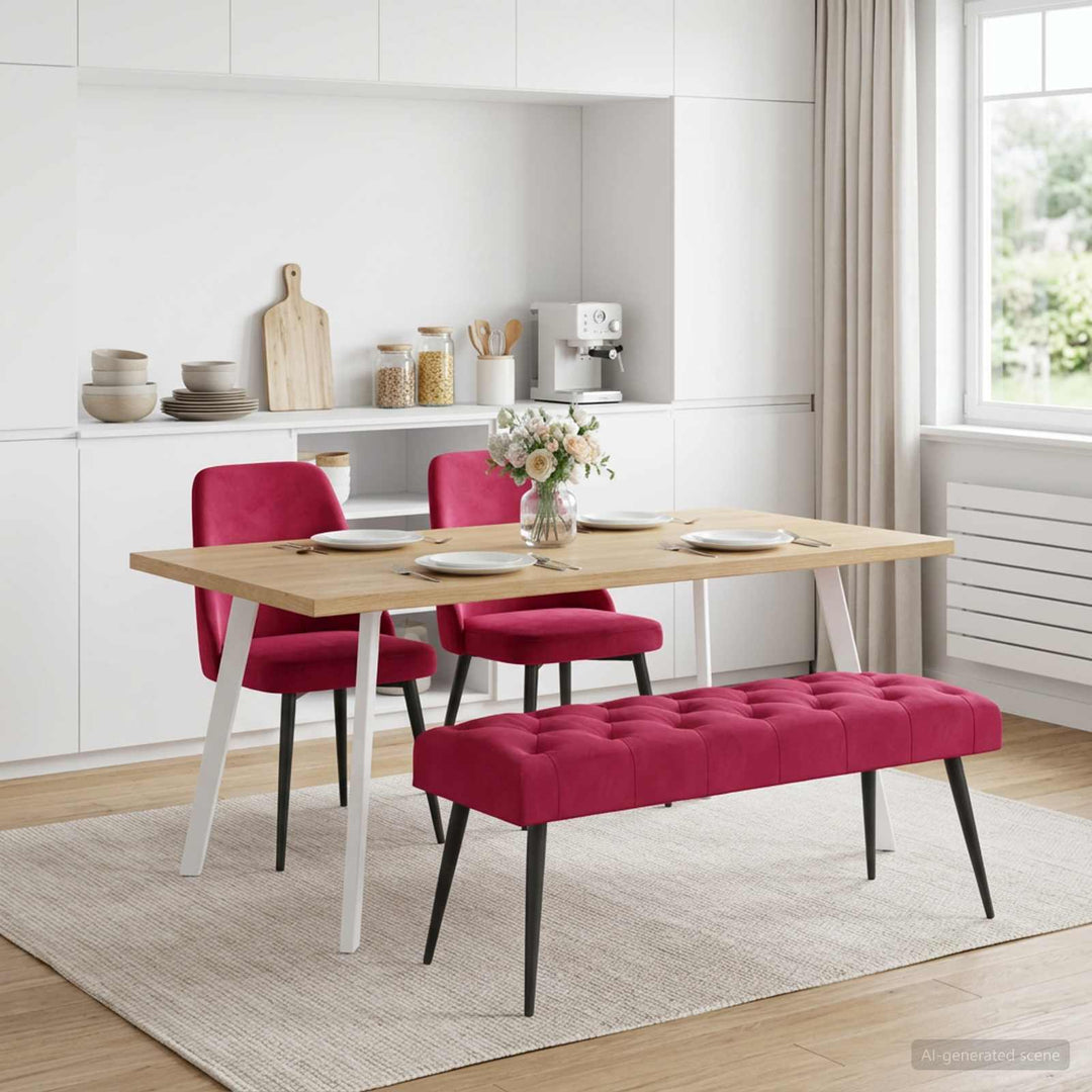 Bænk med knap tufting Vinrød 110 x 40 x 46 cm Fløjl
