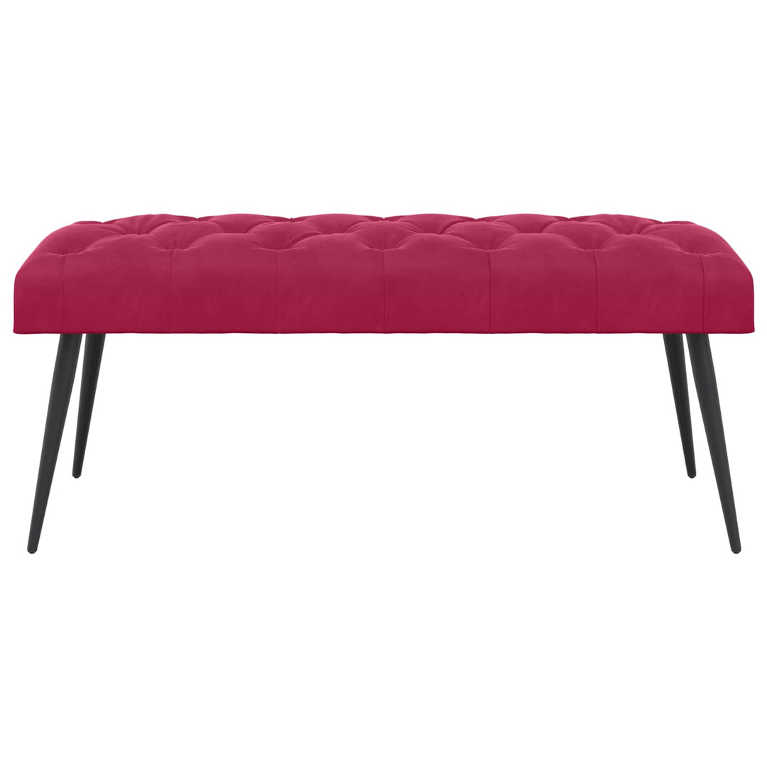 Bænk med knap tufting Vinrød 110 x 40 x 46 cm Fløjl