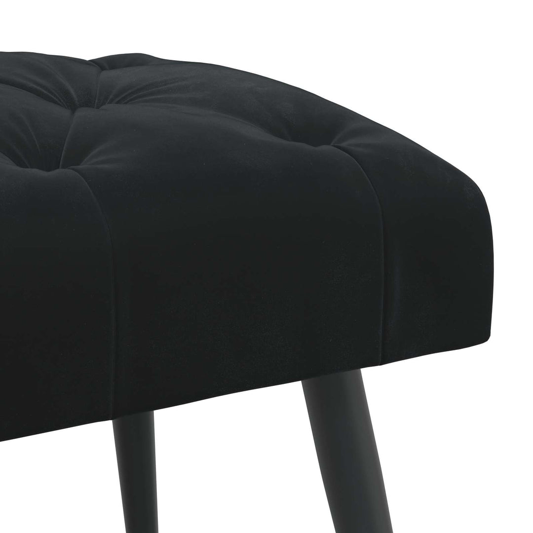 Bænk med knap tufting Sort 110 x 40 x 46 cm Fløjl