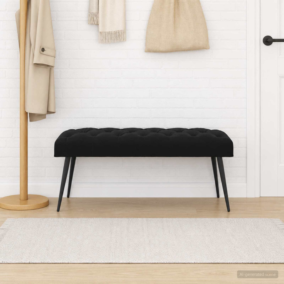 Bænk med knap tufting Sort 110 x 40 x 46 cm Fløjl