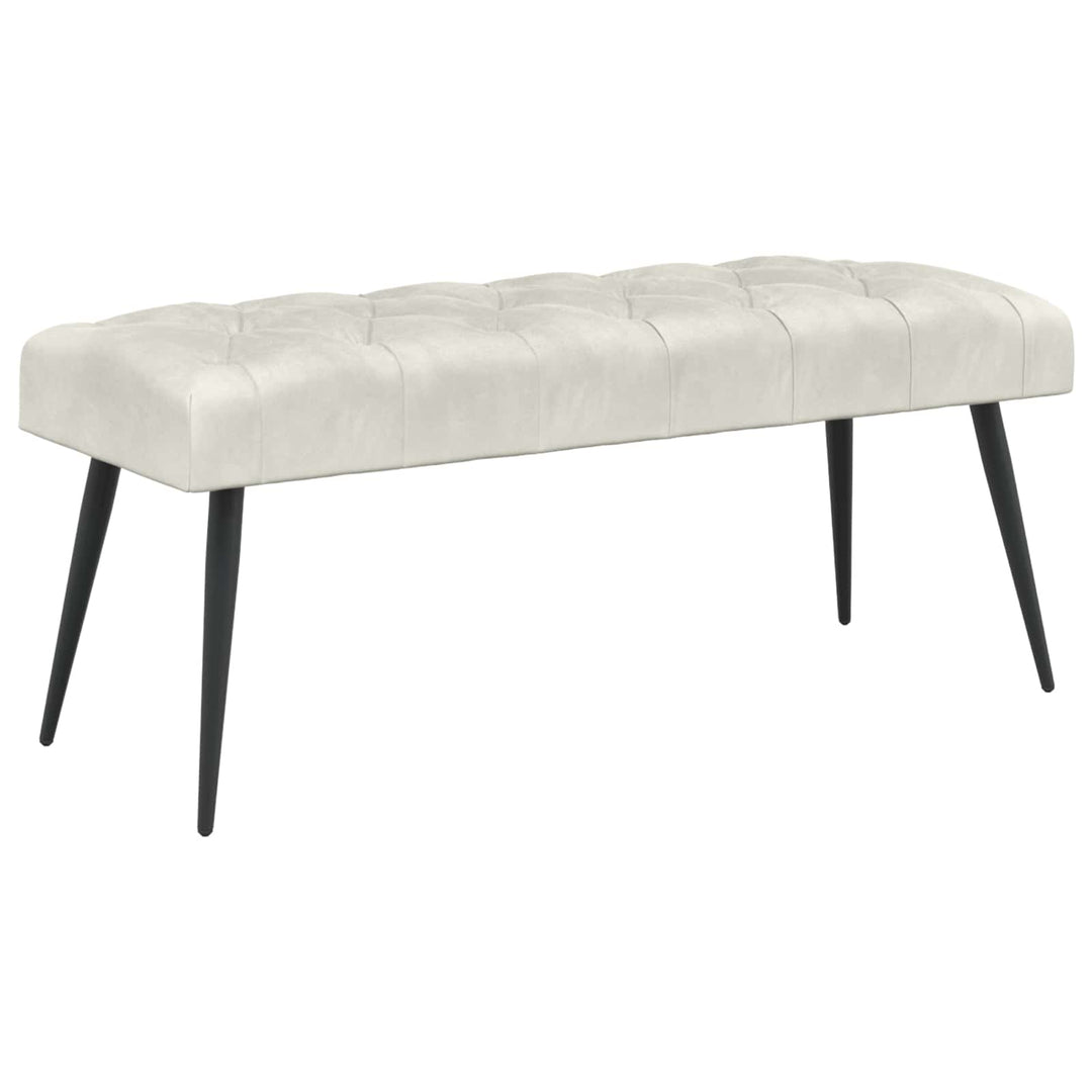 Bænk med knap tufting Cremefarvet 110 x 40 x 46 cm Fløjl