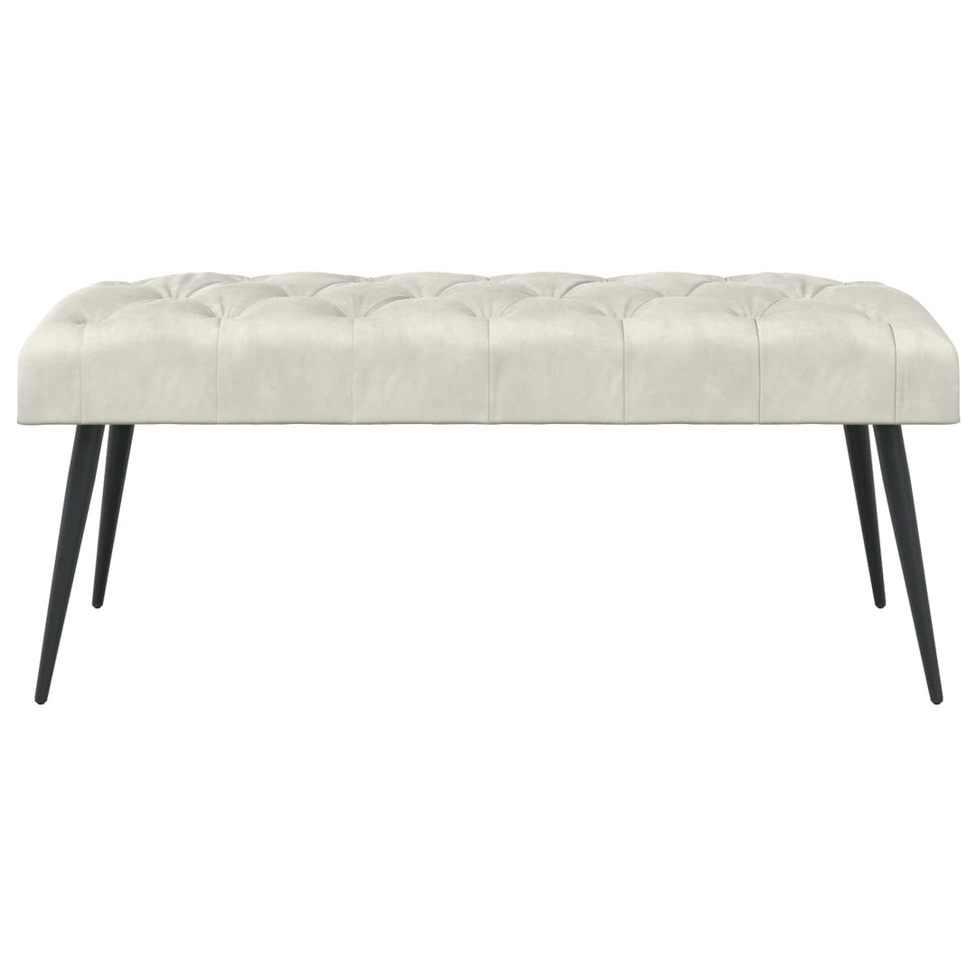 Bænk med knap tufting Cremefarvet 110 x 40 x 46 cm Fløjl