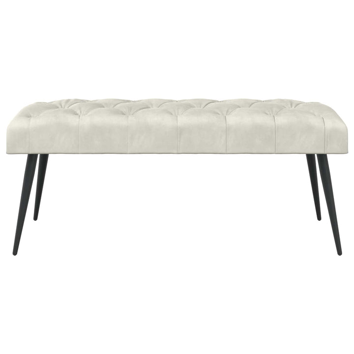 Bænk med knap tufting Cremefarvet 110 x 40 x 46 cm Fløjl