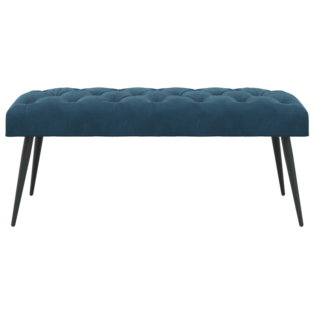 Bænk med knap tufting Blå 110 x 40 x 46 cm Fløjl