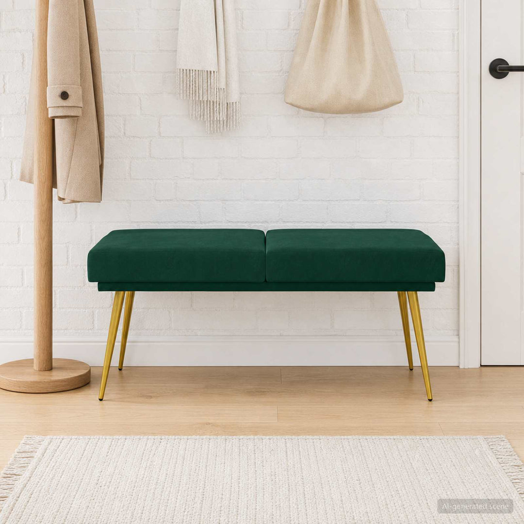 Dobbeltlagret bænk Mørkegrøn 120 x 45 x 46 cm Fløjl