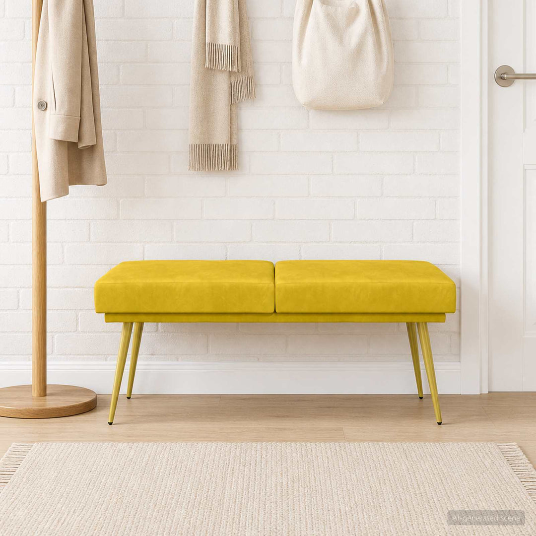 Dobbeltlagret bænk Gul 120 x 45 x 46 cm Fløjl