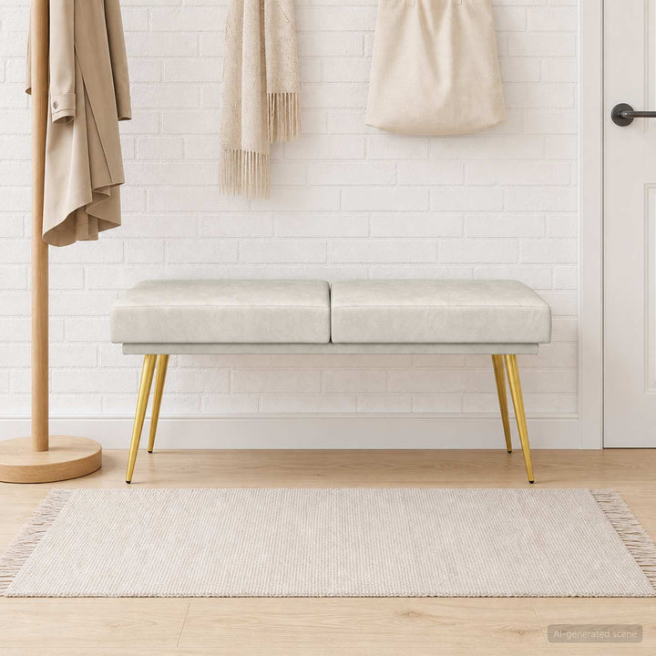 Dobbeltlagret bænk Cremefarvet 120 x 45 x 46 cm Fløjl