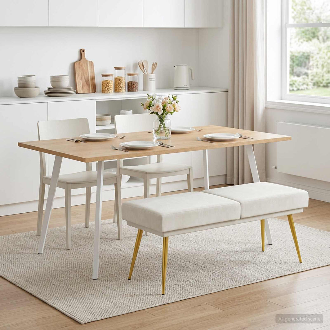 Dobbeltlagret bænk Cremefarvet 120 x 45 x 46 cm Fløjl