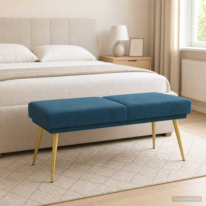 Dobbeltlagret bænk Blå 120 x 45 x 46 cm Fløjl