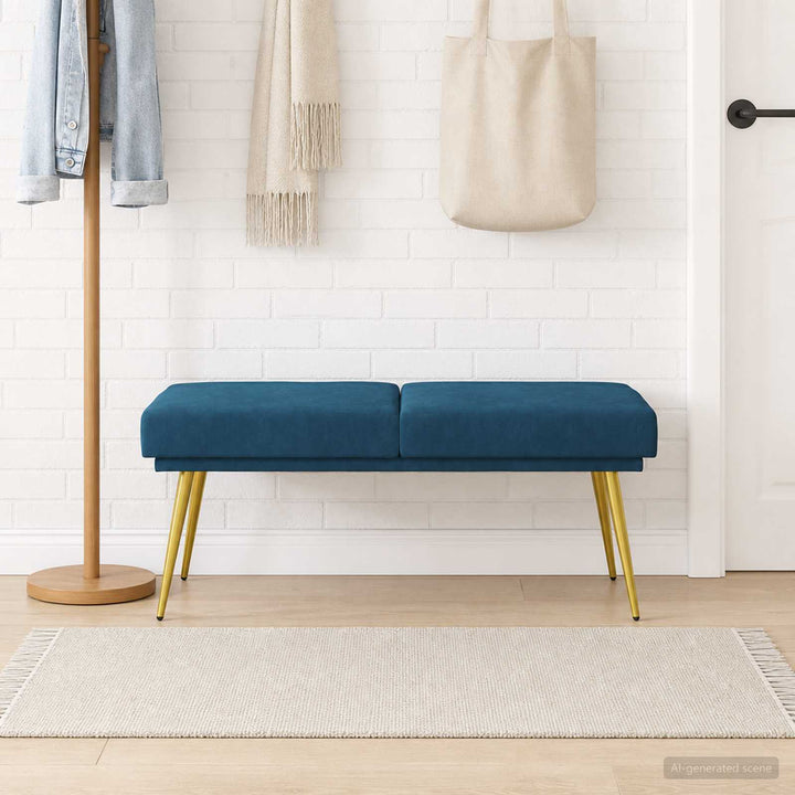 Dobbeltlagret bænk Blå 120 x 45 x 46 cm Fløjl